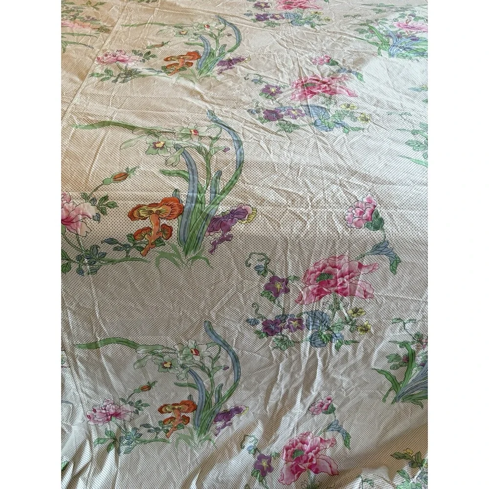VTG Bedspread Light Weight Pink White‎ floral Hand sewn cotton Blanket  84x92